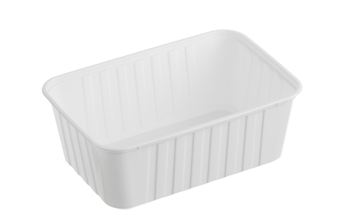 1000mL Ribbed Rectangular Container – White (REB1000W) – Carton of 500