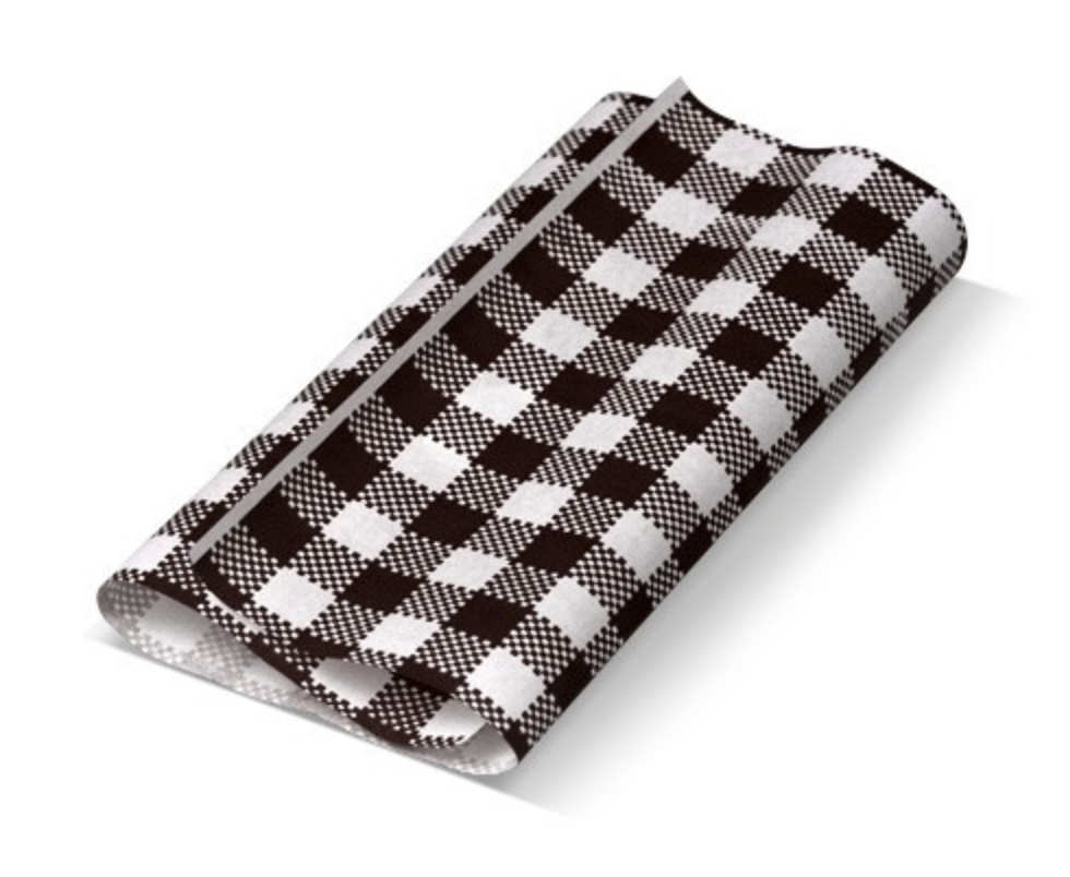 Gingham printed greaseproof paper - Black (190 x 300)