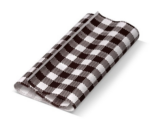 Gingham printed greaseproof paper - Black (190 x 300)