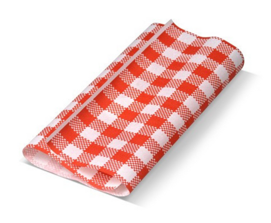 Gingham printed greaseproof paper Red (190 x 300mm)
