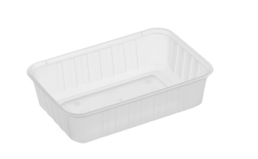 680mL Ribbed Rectangular Container – Natural (REB 680) – Carton of 500