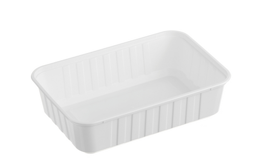 680mL Ribbed Rectangular Container – White (REB 680W) – Carton of 500