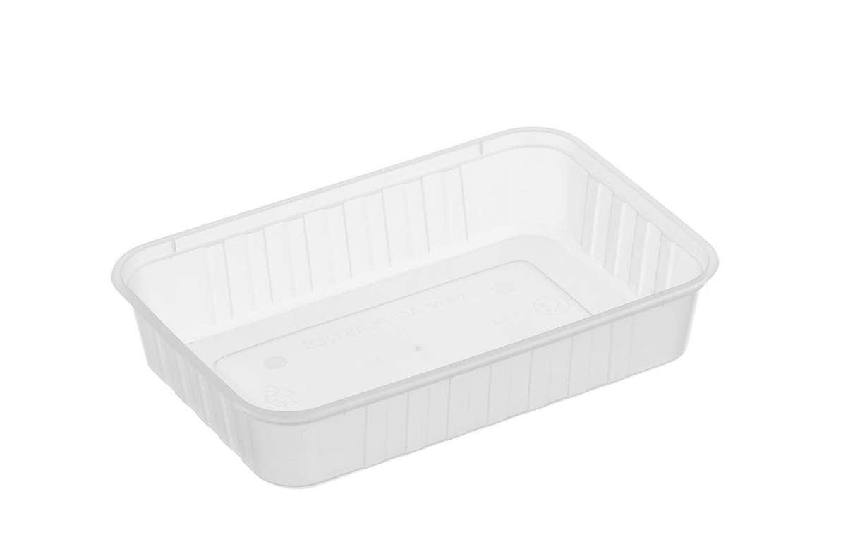 500mL Ribbed Rectangular Container – Natural (REB 500) – Carton of 500