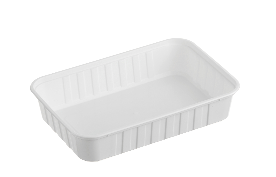 500mL Ribbed Rectangular Container – White (REB 500W) – Carton of 500