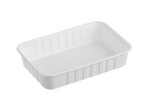 500mL Ribbed Rectangular Container – White (REB 500W) – Carton of 500