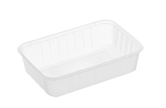 750mL Ribbed Rectangular Container – Natural (REB 750) – Carton of 500