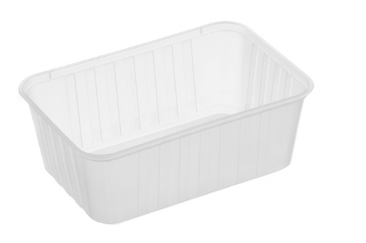 1000mL Ribbed Rectangular Container – Natural (REB 1000) – Carton of 500