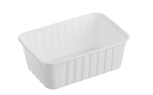 1000mL Ribbed Rectangular Container – White (REB1000W) – Carton of 500